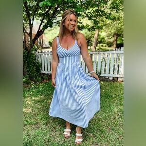 Blue and White Striped Sundress - Women